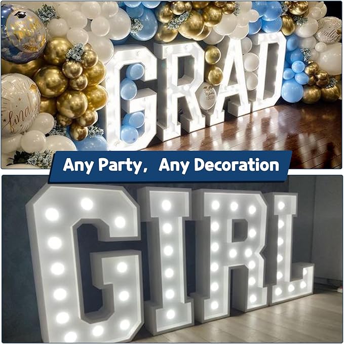 Marquee Letters 3 Feet Tall Large Light Up Letters Baby Shower Decorations Wedding Engagement Proposal White Party Decorations Marry Me Sign Big Cardboard Backdrop A