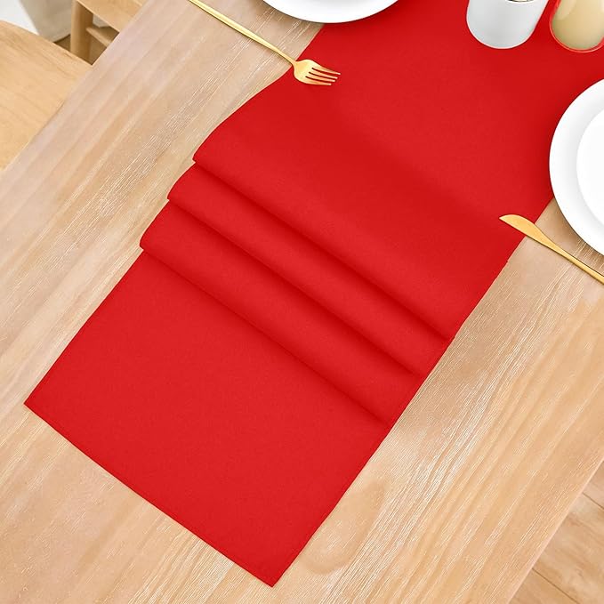 2 Pack Red Table Runner 12 x 60 Inch Solid Color Farmhouse Runners Coffee Table Dresser for Daily Party Home Decoration