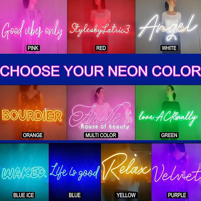 Lighted Neon Sign, Custom Dimmable LED Name Light, 12 Colors