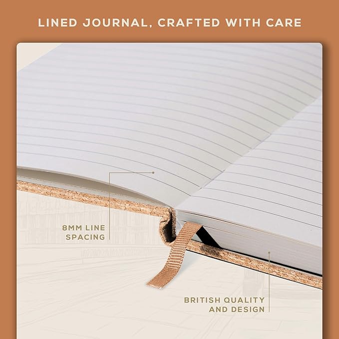 BEECHMORE BOOKS Lined Journal Notebook, 8.5 x 11.5 inch, A4 160 Lined Pages, Hardcover Leather Journals for Women, Men, Writing and Notebooks for Work - 120 GSM Thick Paper, Gifts Box Included