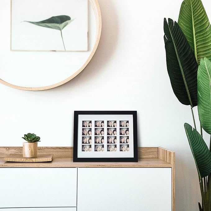 Black Wood Tabletop Photo Frame with White Mat for Four 2x6 Photo Booth Strips