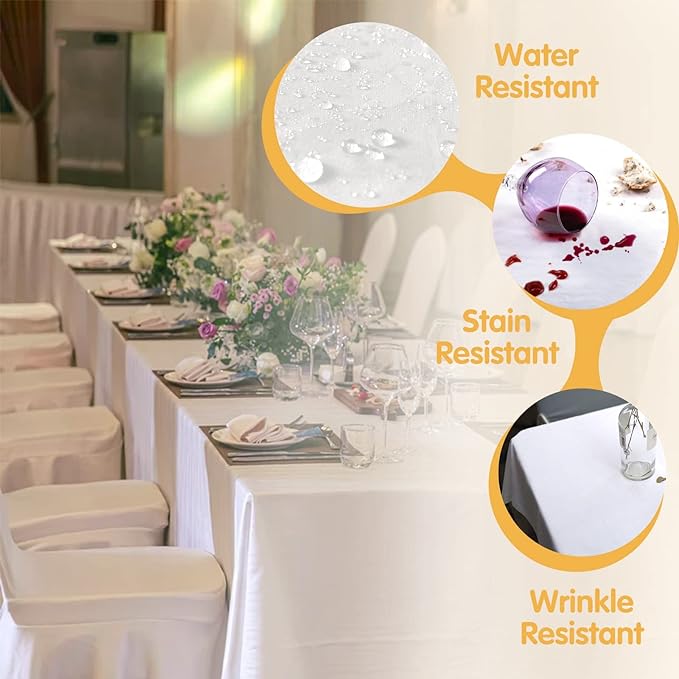BRILLMAX 6 Pack White Tablecloths for 6 Foot Rectangle Tables 90 x 132 Inch - 6ft Rectangular Bulk Linen Polyester Fabric Washable Cloth Cover for Wedding Reception Banquet Birthday Party