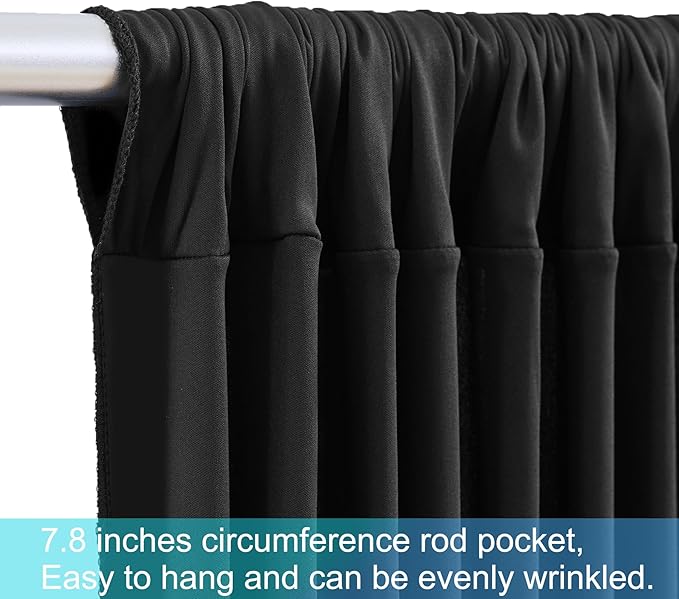 Backdrop Curtains, Black Wrinkle-Free 10 Panels, 5 x 12 Ft Each