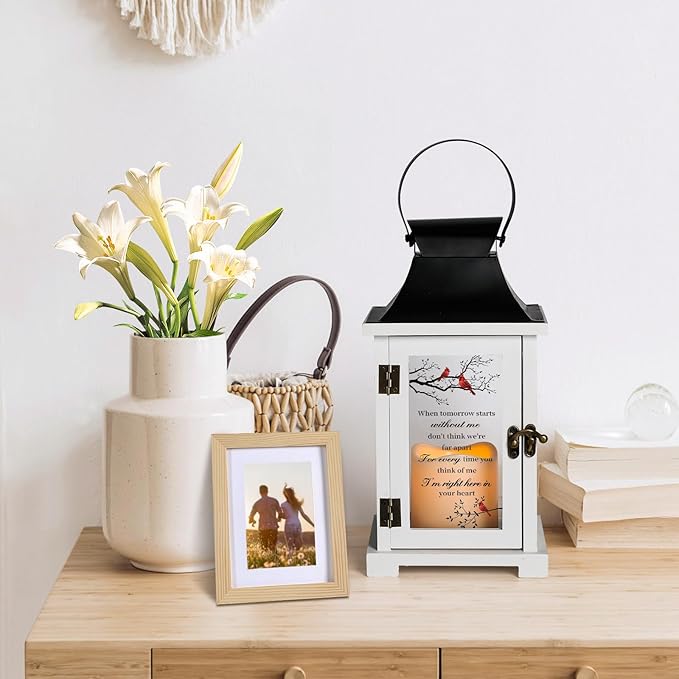 Decorative Candle Lantern with Wood, Iron Sheet and LED Candle