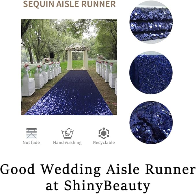 Sequin Aisle Runner, 1 Piece, 2 ft x 15 ft, Navy Blue Party Decor