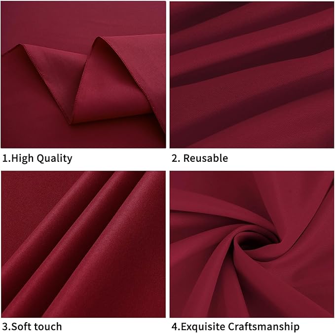 Burgundy 6 Pack Polyester Table Cloth 60 x 84 Inch, Rectangle Tablecloths for 6 Foot Tables Washable Table Cloth for Party Wedding