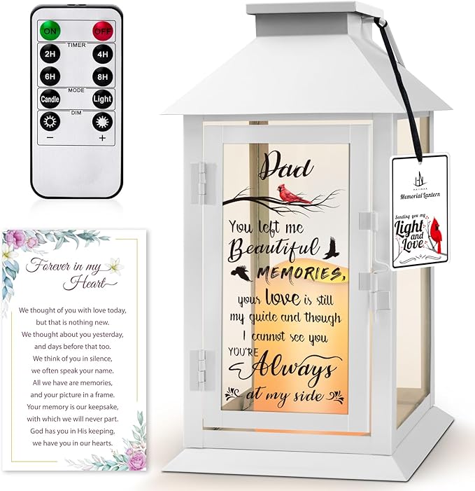 Decorative Candle Lantern, Metal and Glass, LED Flameless Candle with Remote