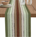 Sage Green Wooden Cotton Linen Table Runner for Dining Kitchen, Wedding Outdoor Party Tablerunners Decoration, Vintage Country Retro Distressed Grain Dresser Scarf Coffee Tablecloth Runners 13''x36''