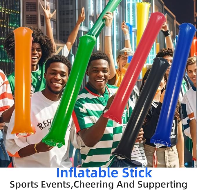 40pcs Round headTeam Spirit Boom Sticks Thunder Sticks Cheering Sticks Team Spirit Plastic Cheerleading Spirit Stick Clapper Inflatable Noise Maker Sports Supply (Blue)