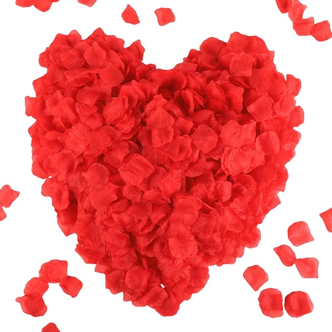 CODE FLORIST 1500 PCS Red Silk Rose Petals for Valentine's Day,Romantic Night,Wedding,Proposal Anniversary Flower Decorations(Separated,Scented)
