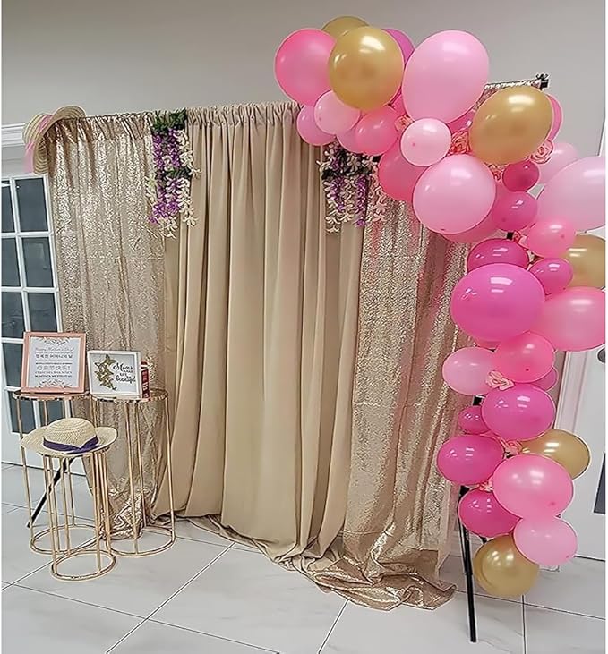 Sequin Backdrop Curtain, Champagne, 10 x 10 Ft, 1 Panel with Rod Pocket