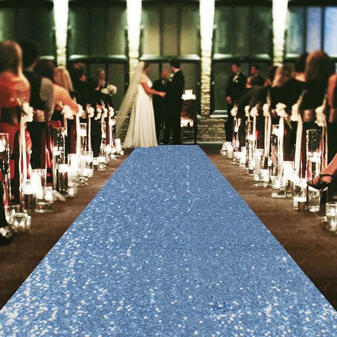 Aisle Runner 4 x 15 Ft Baby Blue Sequin Rectangular Indoor Decor