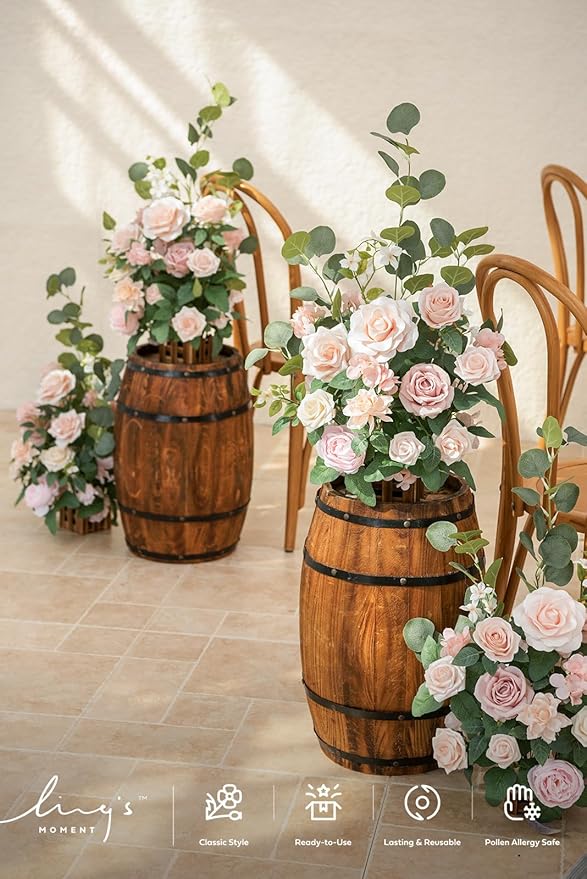 Artificial Flower Arrangements, Set of 4, 17.5 Inch Tall Blush Pink Wedding