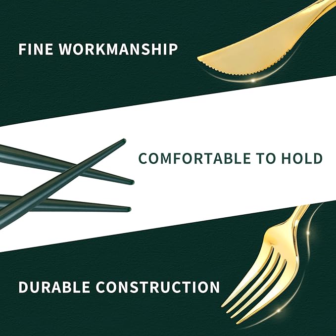 Disposable Gold Plastic Spoons, 150 Count, Green Handles