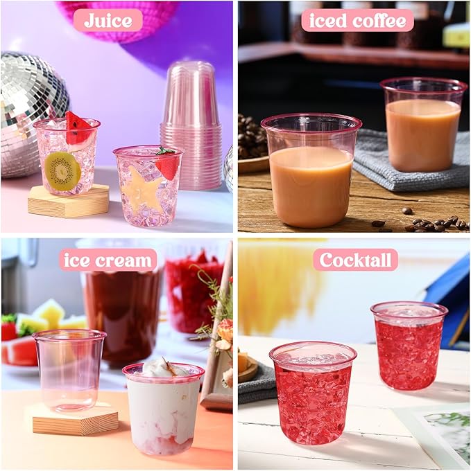 Disposable Plastic Wine Glasses, 100 Count, 12 oz Stemless Party Cups
