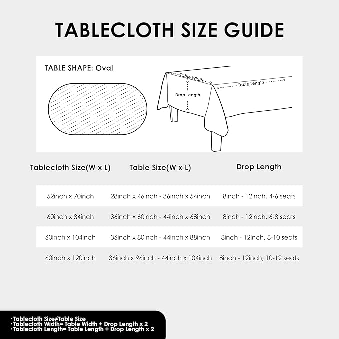 Oval White Tablecloth 60 x 84 Inch Polyester Fabric Washable Table Cloth Decorative Solid Color Wrinkle Resistant Table Cover for Dining Party Wedding Camping