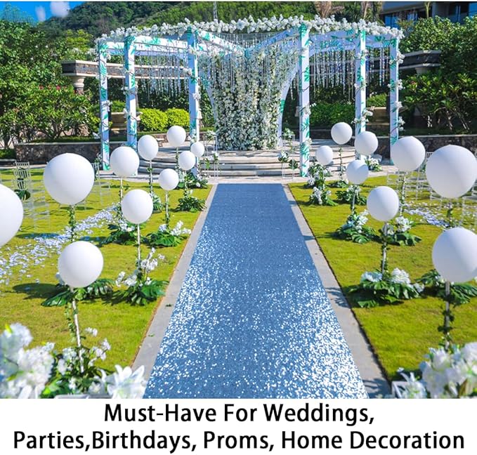 Aisle Runner 4 x 15 Ft Baby Blue Sequin Rectangular Indoor Decor