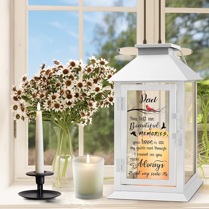 Decorative Candle Lantern, Metal and Glass, LED Flameless Candle with Remote