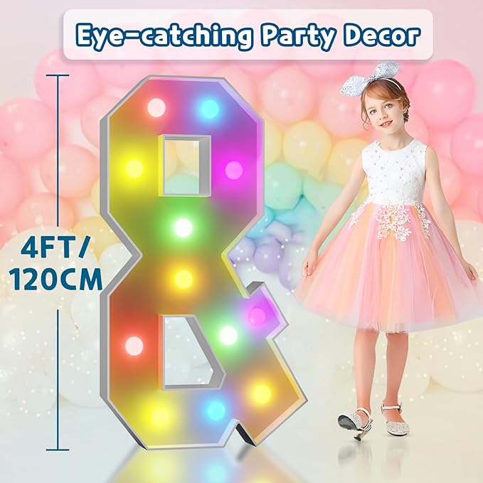 Marquee Light Up Letter Sign, 4-Foot Tall, 16 Colors with Remote
