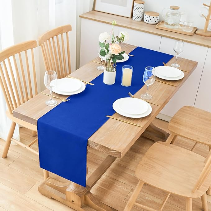 2 Pack Blue Small Short Table Runner 12 x 48 Inch Solid Color Runners Coffee Table Dresser for Daily Party Home Decoration