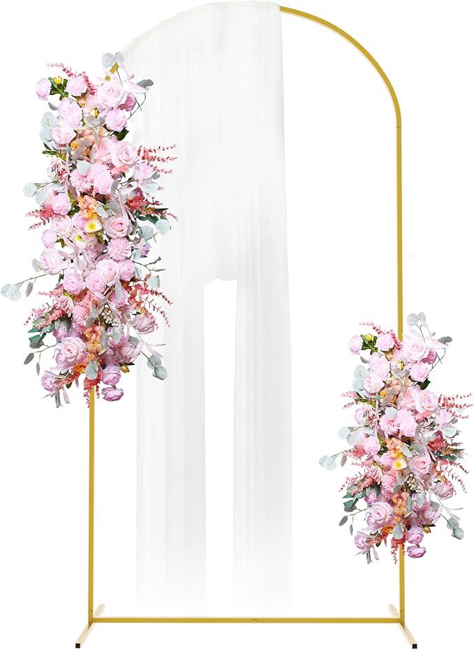 Arch Backdrop Stand, 7.2 ft Gold Metal Wedding Frame for Balloons