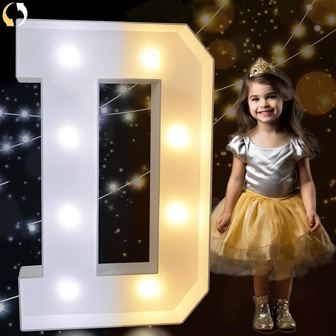Light Up Marquee Letter Decoration, 3 FT Foam Frame with LED, Letter D