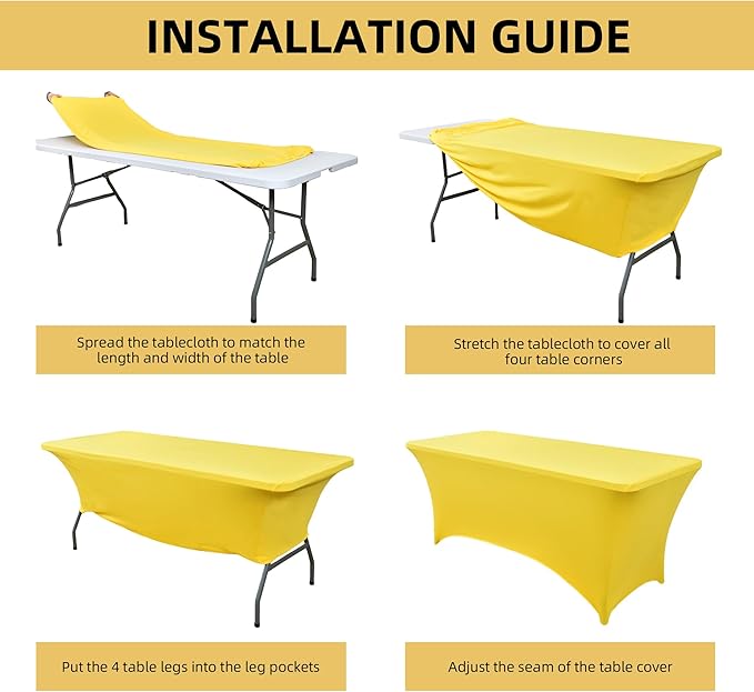 2-Pack 8ft Spandex Table Covers for Rectangle Folding Tables - Washable Elastic Tablecloth - Ultimate Fitted Table Protector for Birthday Parties, Trade Shows, Banquet