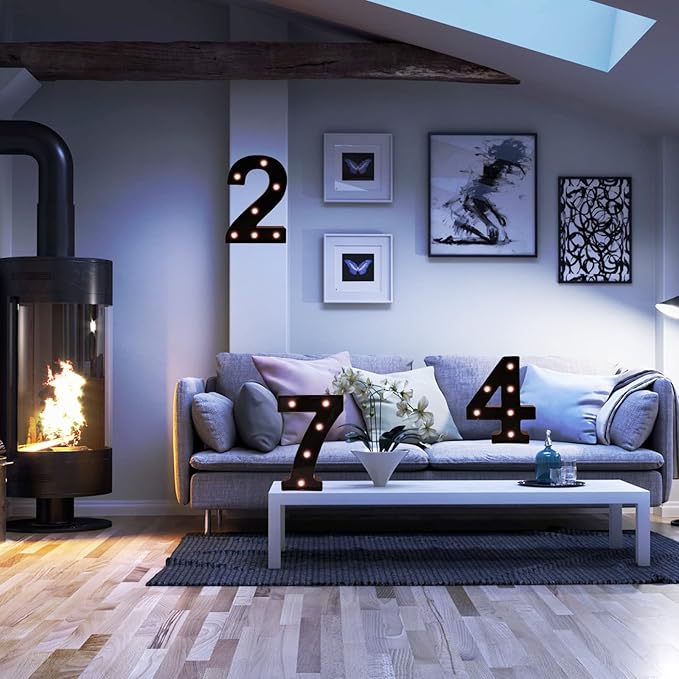 OYCBUZO Light Up Black Alphabet Marquee Number Sign LED Marquee Number Lights Sign for Night Light Home Bar Christmas Lamp Birthday Party Wedding Decoration 9