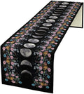 Boho Floral Moon Table Runner, Spring Flower Leaves Mystical Gothic Sun Moon Table Runner for Kitchen Dining Table Home Party,13x120 Inch Purple