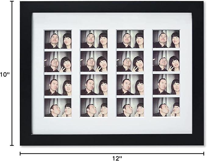 Black Wood Tabletop Photo Frame with White Mat for Four 2x6 Photo Booth Strips