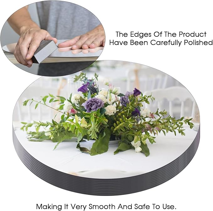 Round Mirror Centerpieces, 12 Pack, 12-Inch Glass Tabletop Decor for Parties