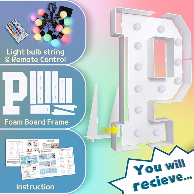 Party Decorations: 4 Ft Light Up Marquee Letter P with Remote