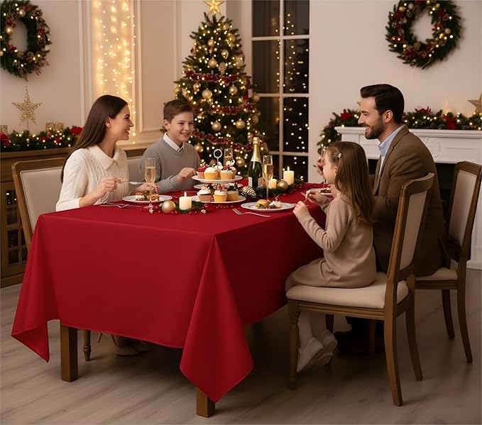 Tablecloths in Red Polyester, 120 x 70 Inch Rectangular
