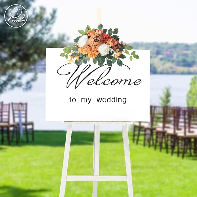 Artificial Flowers for Wedding Arch, Foam and Silk, With Sheer Drape