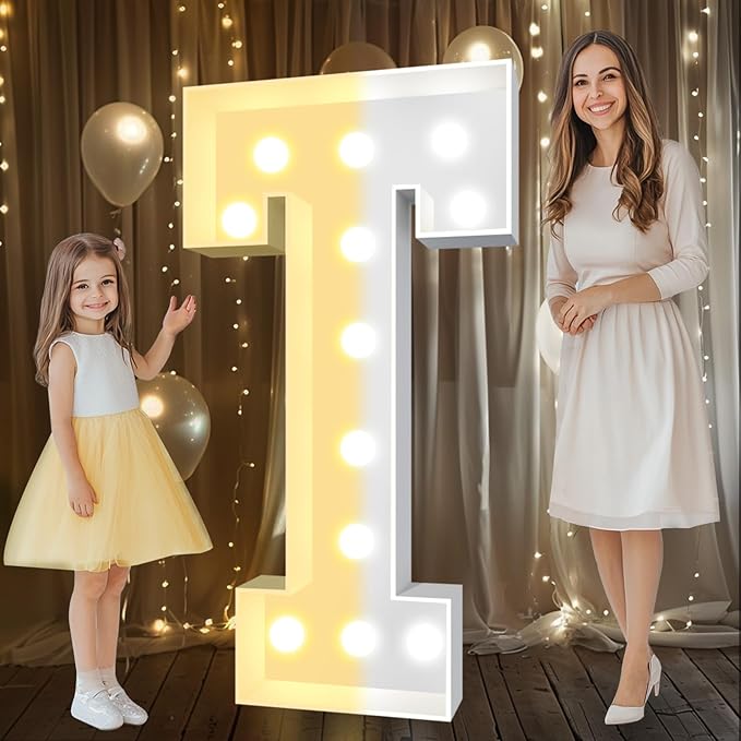 Decorations: Marquee Light Up Letter Decor, 4 FT Tall T, Warm or Cool White LEDs