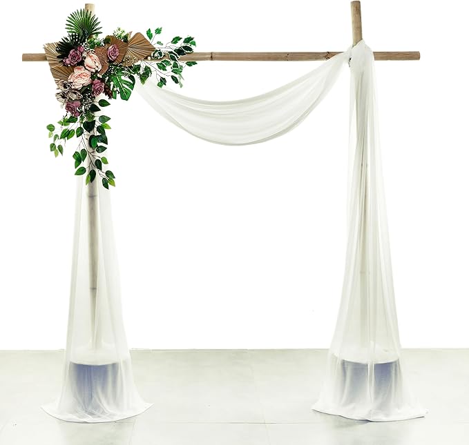 Backdrop Sheer Chiffon Drape Fabric, Ivory Glitter, 30 In x 40 Ft