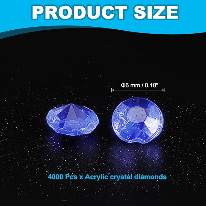 PATIKIL 4000 Pcs Wedding Table Scatter Confetti Crystals 6 mm Acrylic Diamonds Vase Fillers Gems for Table Centerpiece Decorations Party Vase Beads, Sapphire Blue