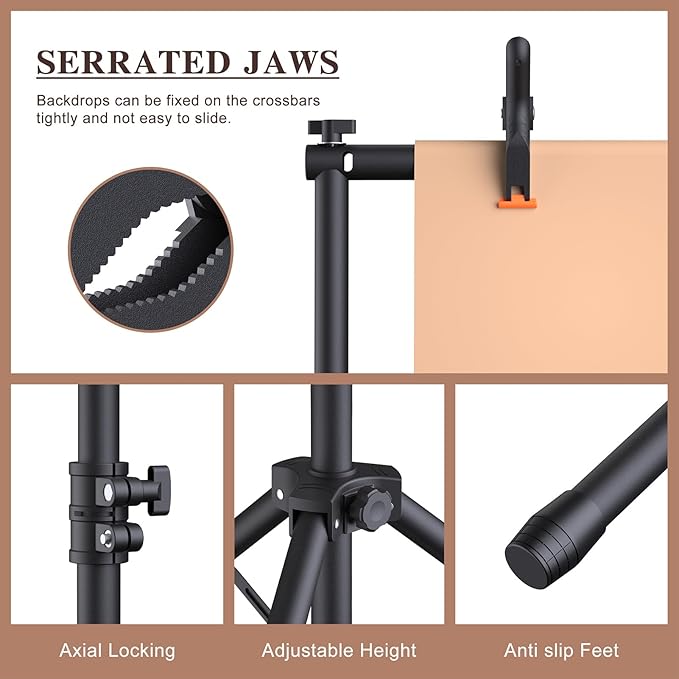 Background Support Equipment Kit, Adjustable 10x8ft, Aluminum Alloy
