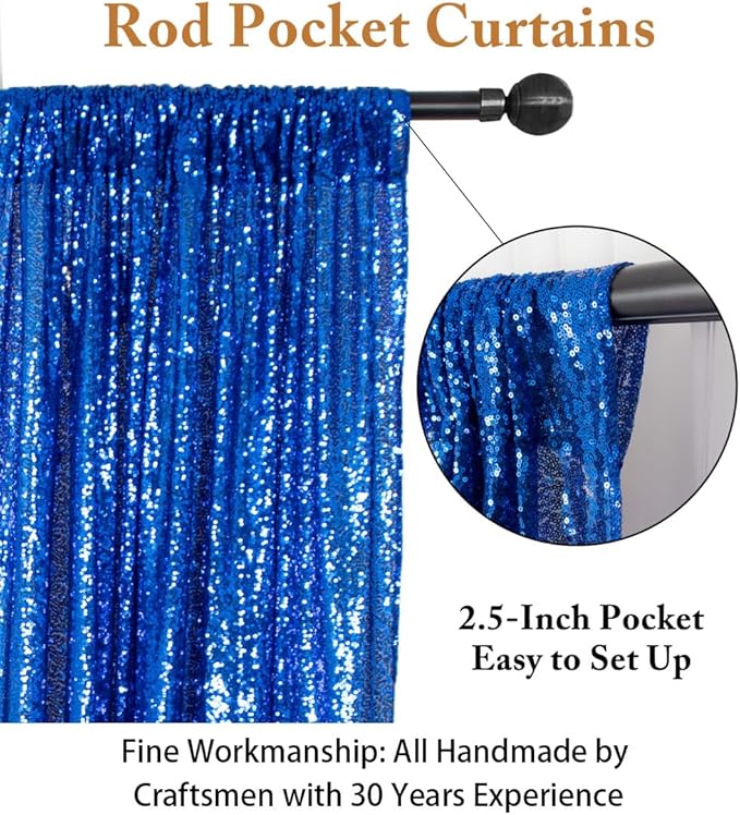 ShinyBeauty Sequin Curtain Royal Blue 4FTx8FT Sequin Photo Backdrop Royal Blue Sequin Backdrop Curtain Glitter Photography Backdrop Bridal Shower Backdrop for Wedding