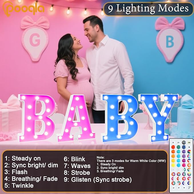 LED Light Up Letter Decorations with Remote, 9 Lighting Modes and 35 Colors