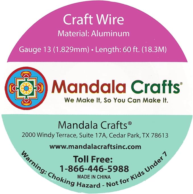 Mandala Crafts 13 Gauge Anodized Aluminum Craft Wire for Jewelry Making - 60 FT Colored Flexible Ice Blue Wire - Bendable for Bonsai Armature Crafting Sculpting