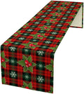 Christmas Table Runner, Red Check Plaid Winter Xmas Holiday Table Cloth Kitchen Dining Table Decoration for Home Party Decor 13x90 Inch