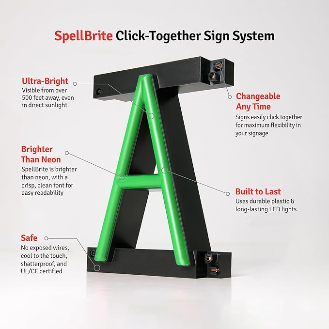 SpellBrite ICE COLD BEER Sign | Beer-Related Sign with Neon Look, Green LED Light Source | 16.8" x 23.8"