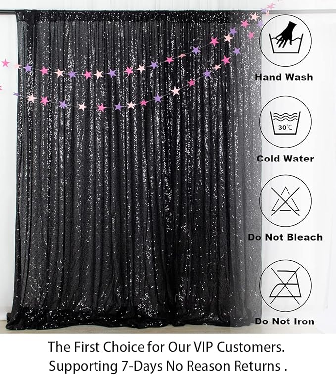 ShinyBeauty Black Sequin Backdrop 10FTx10FT Photo Backdrops for Wedding Sparkle Backdrop for Photograph Glitter Curtains for Baby Shower Party Shimmer Fabric Background