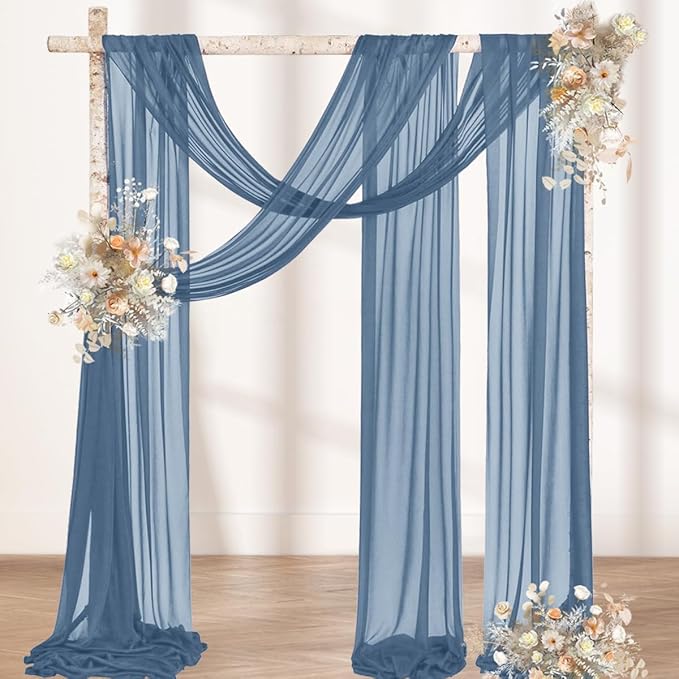 Outdoor Curtains Dusty Blue Sheer Gauze Drapes, 2 Panels 29 x 240 Inches