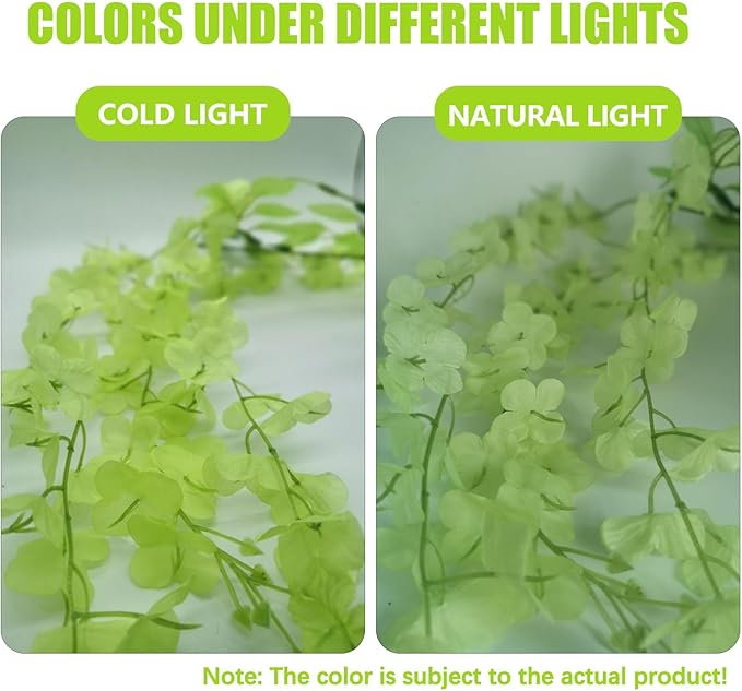 5 Pack Green Wisteria Hanging Flowers, 3.44 Ft Fake Hanging Flowers, Artificial Wisteria Garland Vines for Wedding Room Backdrop Outdoor Patio Garden Decoration