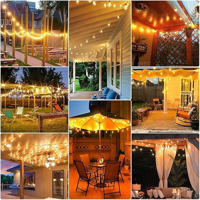 String Lights 300FT Black Outdoor LED Warm White Dimmable