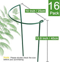Plant Support Stakes, 16 Pack – 10" Wide X 15.8" High, Half Round Metal