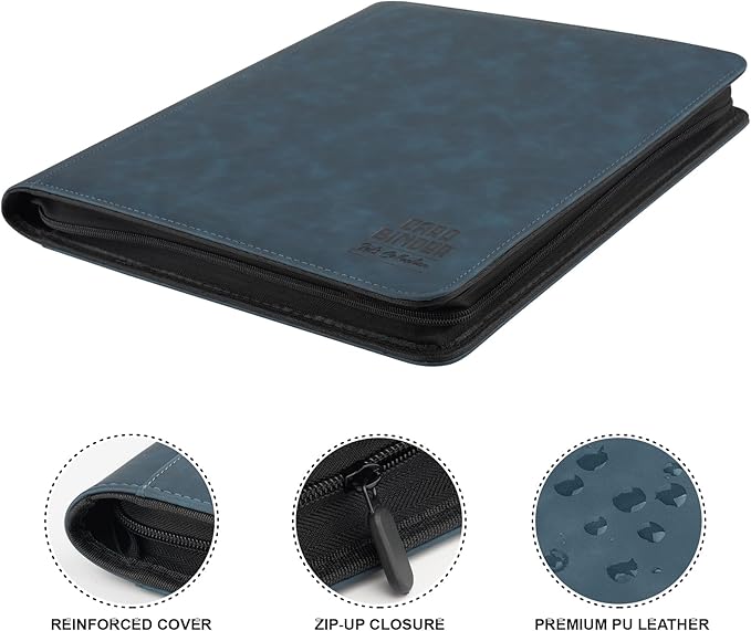 Toploader Binder with 9-Pocket Pages, Holds 288 "3×4" Rigid Toploader Hard Cases, Card Holder for Collectible Cards or Sports Cards, Durable Sleeves for Storage & Display (Navy)