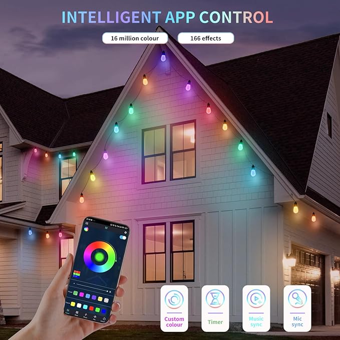 LED String Lights 75 FT Outdoor Patio Lights with App Control